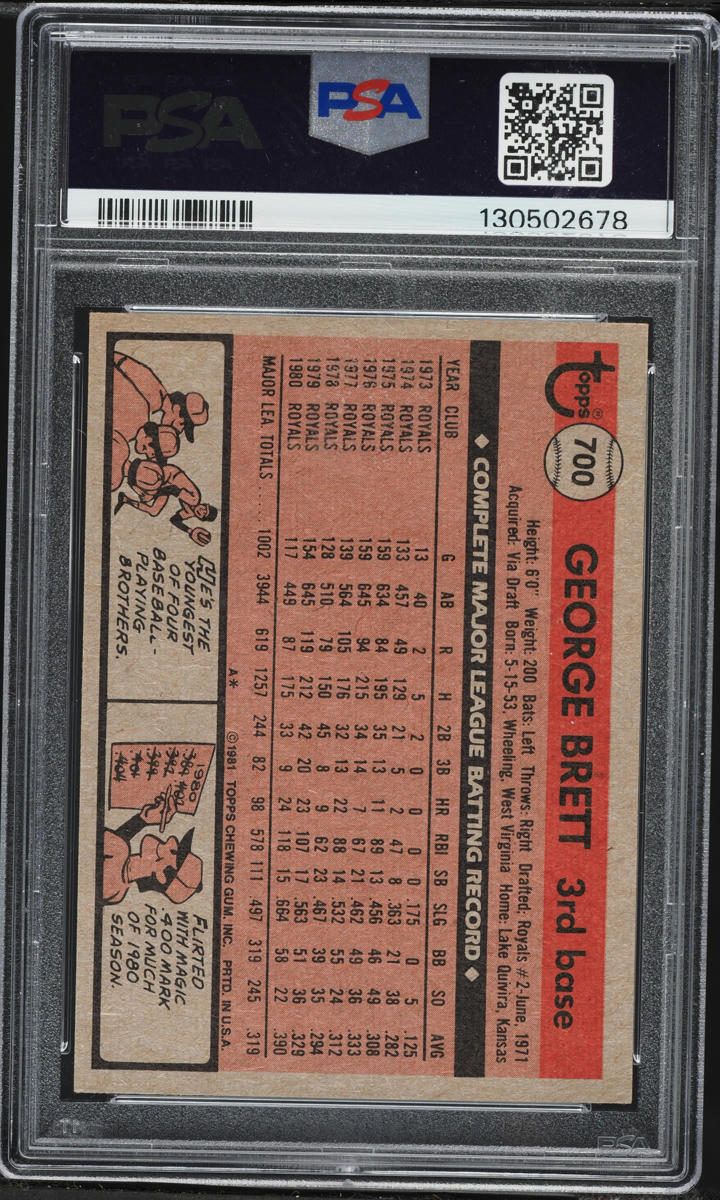 1981 Topps George Brett #700 PSA 7 NRMT