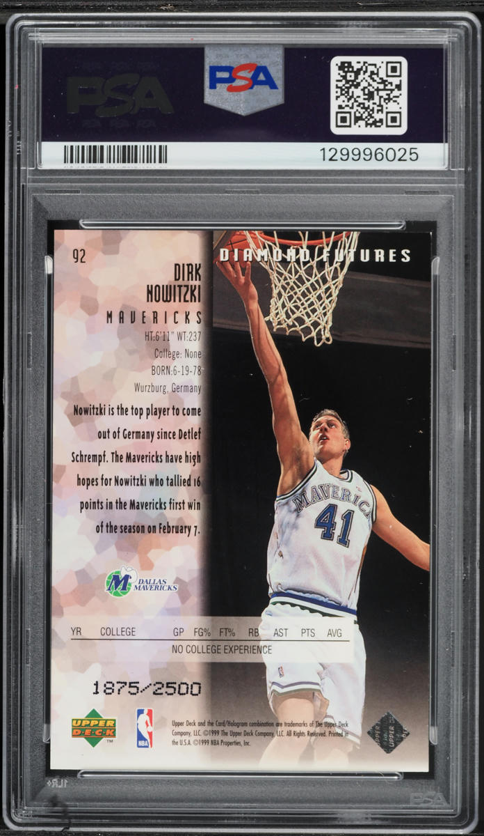 1998 Black Diamond Double Dirk Nowitzki ROOKIE /2500 #92 PSA 8 NM-MT