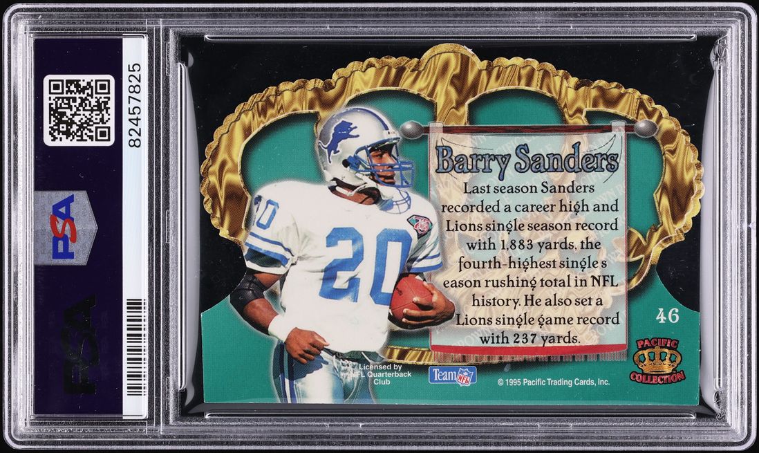 1995 Pacific Crown Royale Blue Holofoil Barry Sanders #46 PSA 8 NM-MT - Photo 2