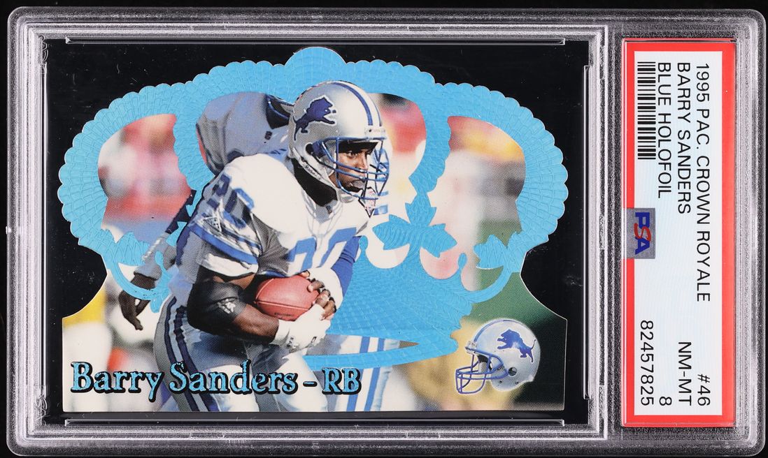 1995 Pacific Crown Royale Blue Holofoil Barry Sanders #46 PSA 8 NM-MT - Photo 1