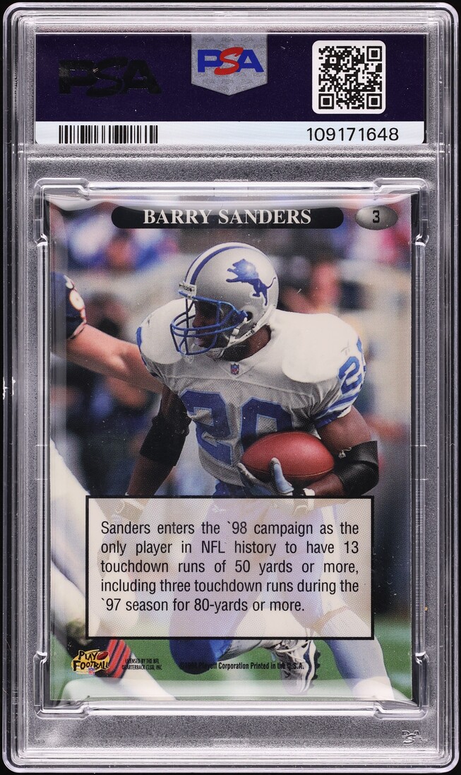 1998 Playoff Momentum Headliners Barry Sanders #3 PSA 8 NM-MT - Photo 2