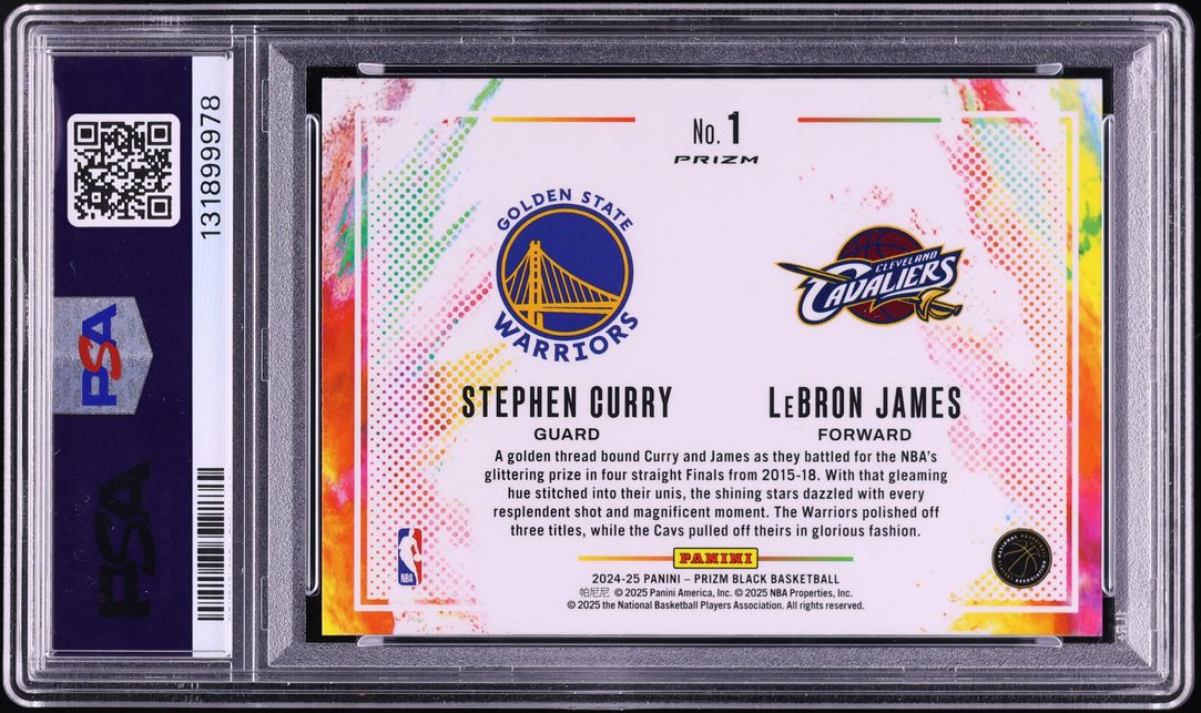 2024 Panini Prizm Black Color Blast Duals Steph Curry & LeBron James #1 PSA 10 GEM MINT