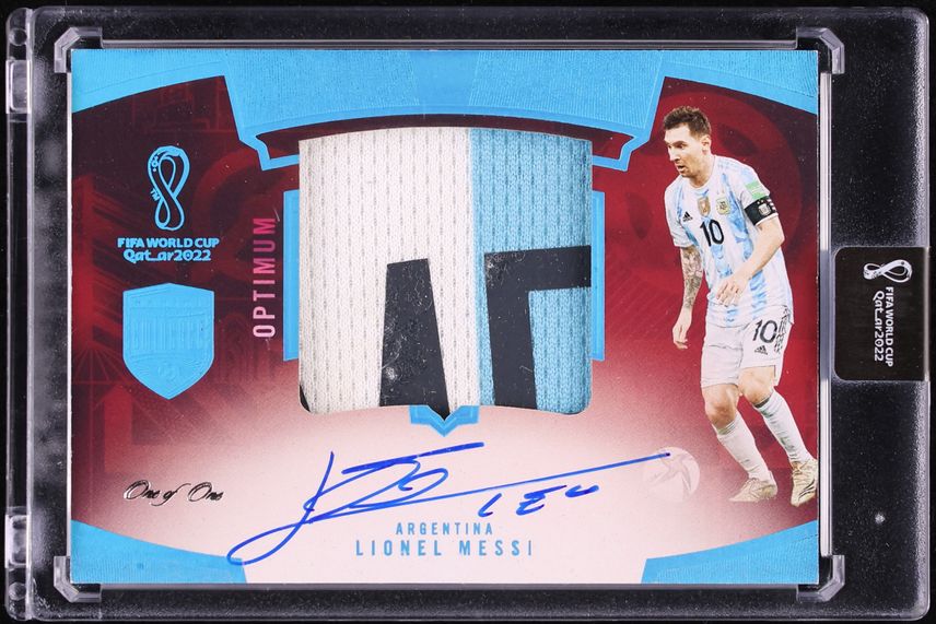 2022 Panini Eminence FIFA World Cup Optimum Platinum Lionel Messi PATCH AUTO 1/1 #OP-LEO