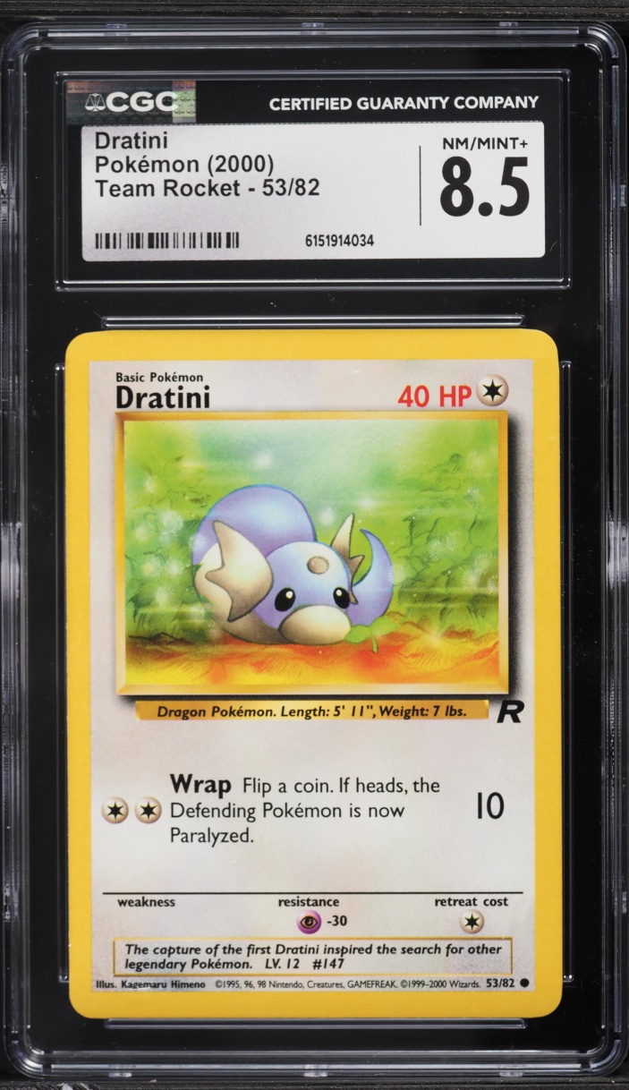 2000 Pokemon Team Rocket Dratini #53 CGC 8.5 NM-MT+