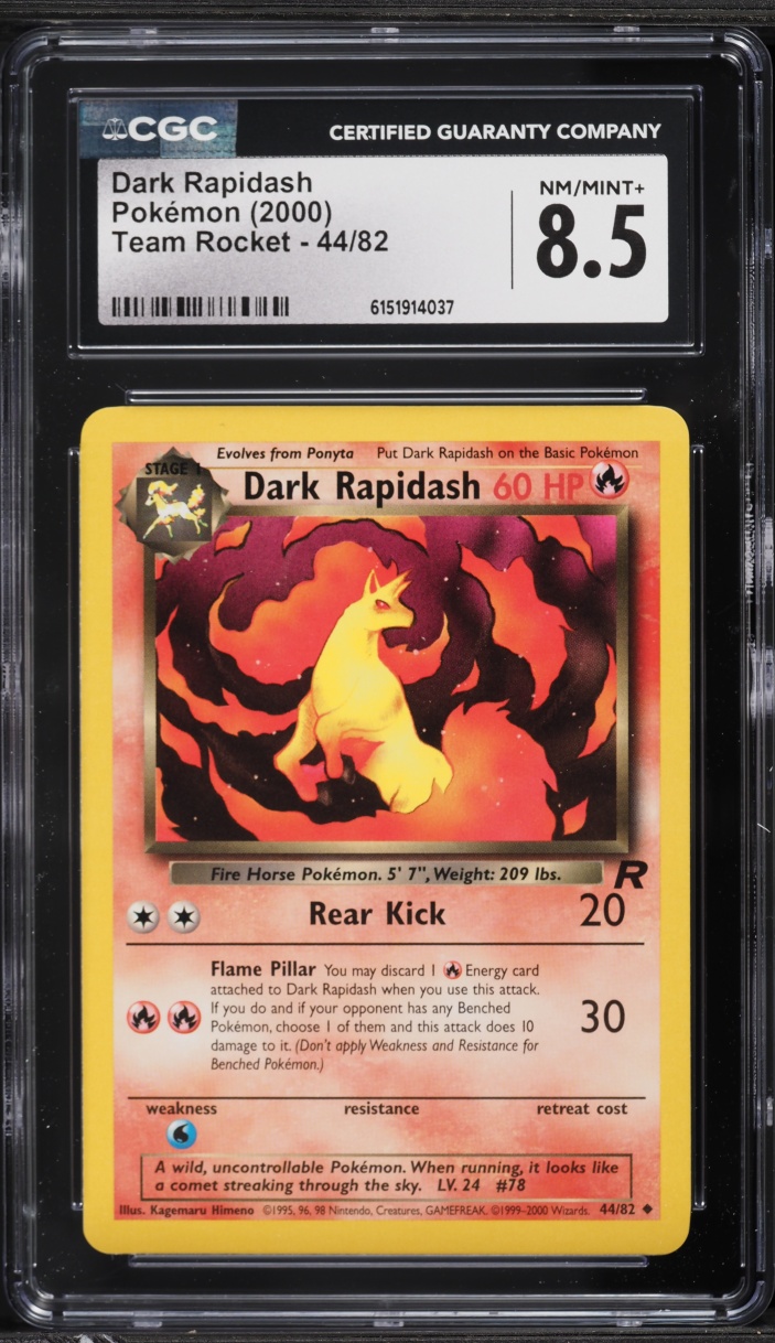 2000 Pokemon Team Rocket Dark Rapidash #44 CGC 8.5 NM-MT+