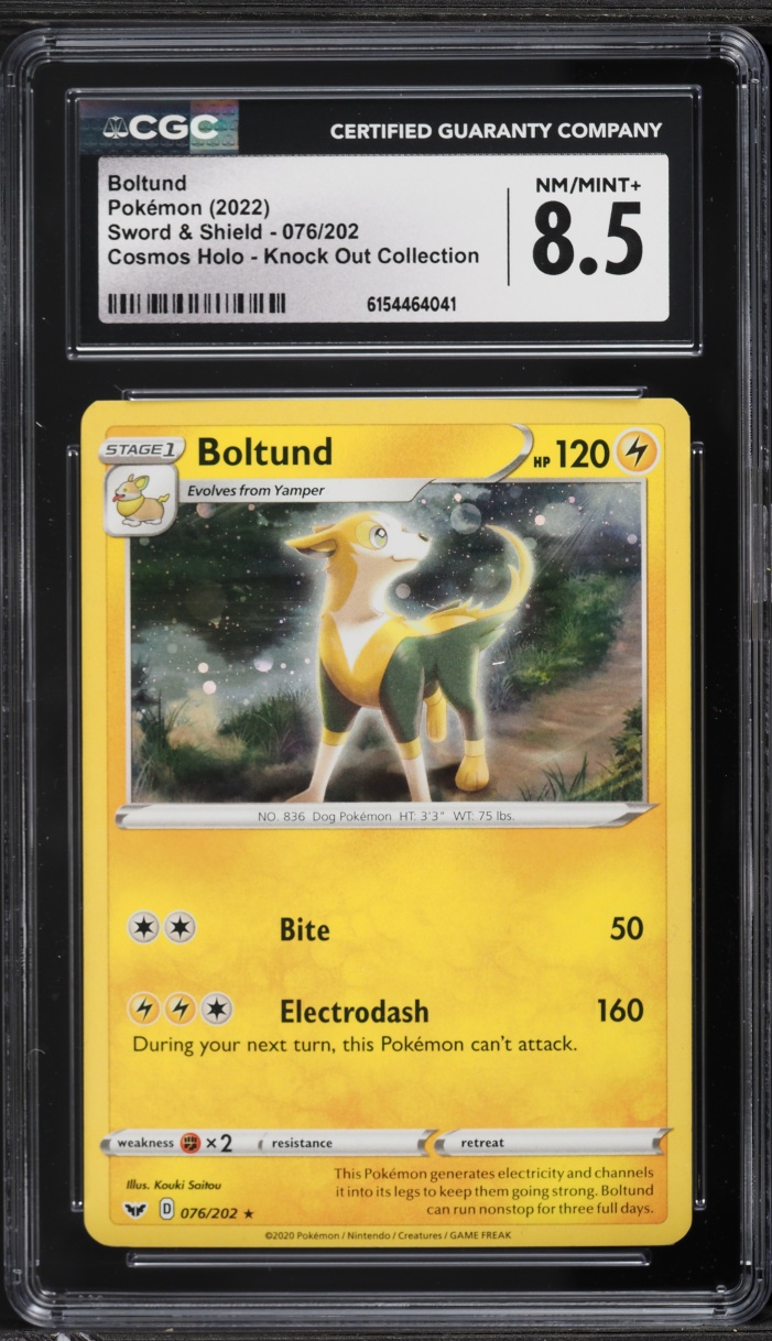 2022 Pokemon Sword & Shield Cosmos Holo Knock Out Collection Boltund #076 CGC 8.5 NM-MT+