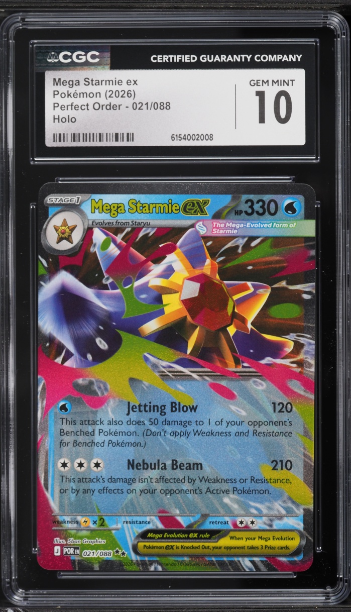2026 Pokemon Mega Evolution Perfect Order Holo Mega Starmie ex #021 CGC 10 GEM MINT