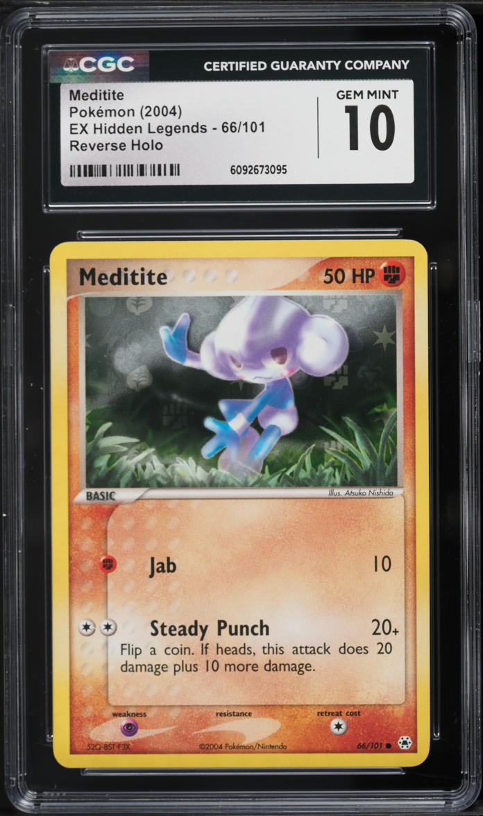 2004 Pokemon EX Hidden Legends Reverse Holo Meditite #66 CGC 10 GEM MINT