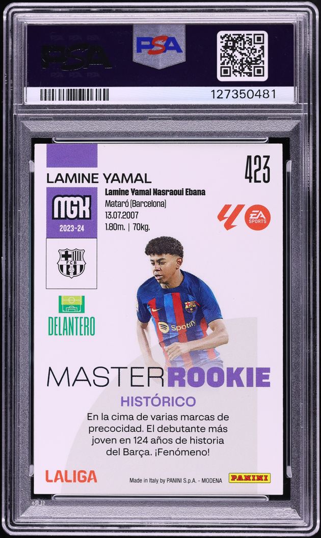 2023 Panini Mega Cracks La Liga EA Sports Lamine Yamal ROOKIE #423 PSA 6 EXMT