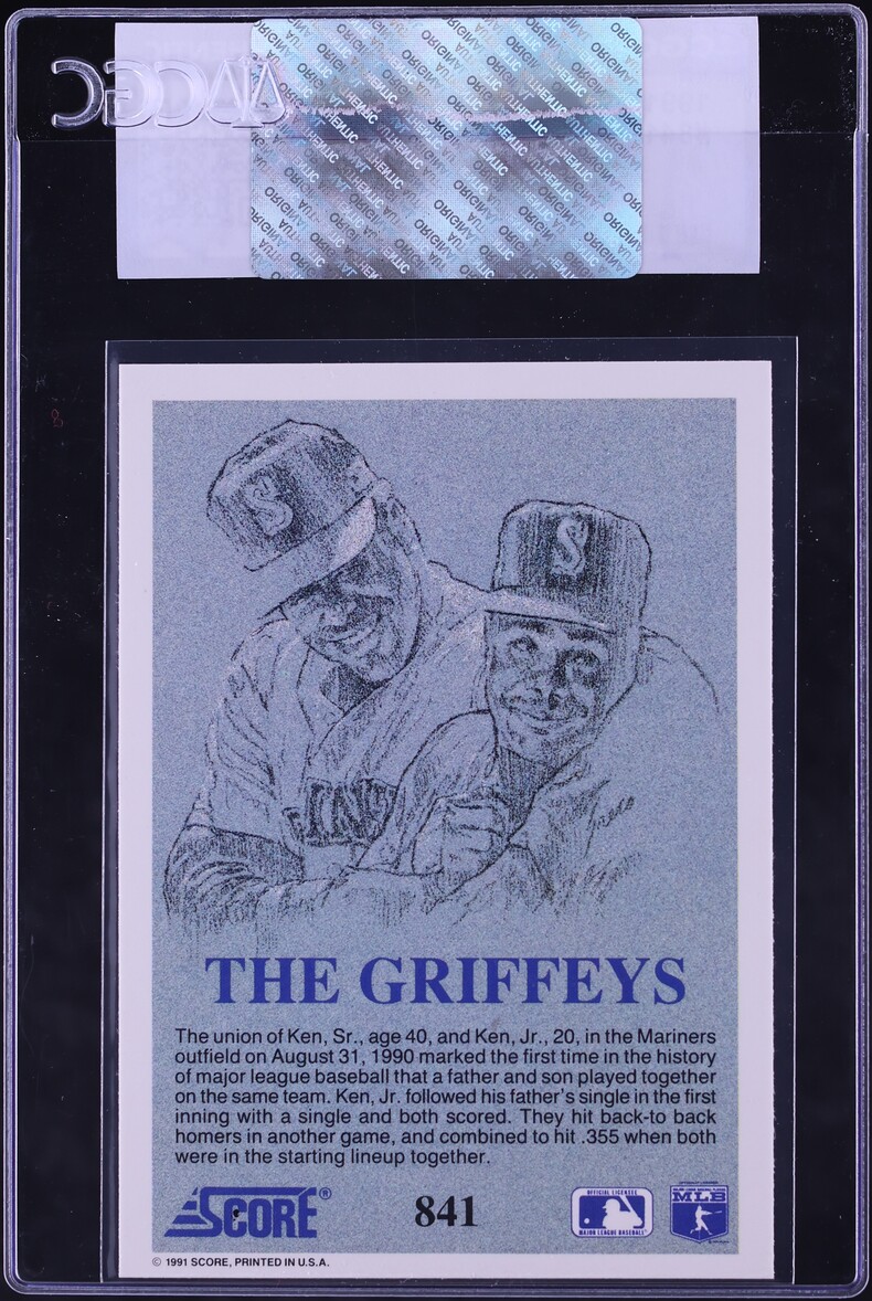 1991 Score The Griffeys Ken Griffey Sr. & Ken Griffey Jr. #841 CGC AUTH