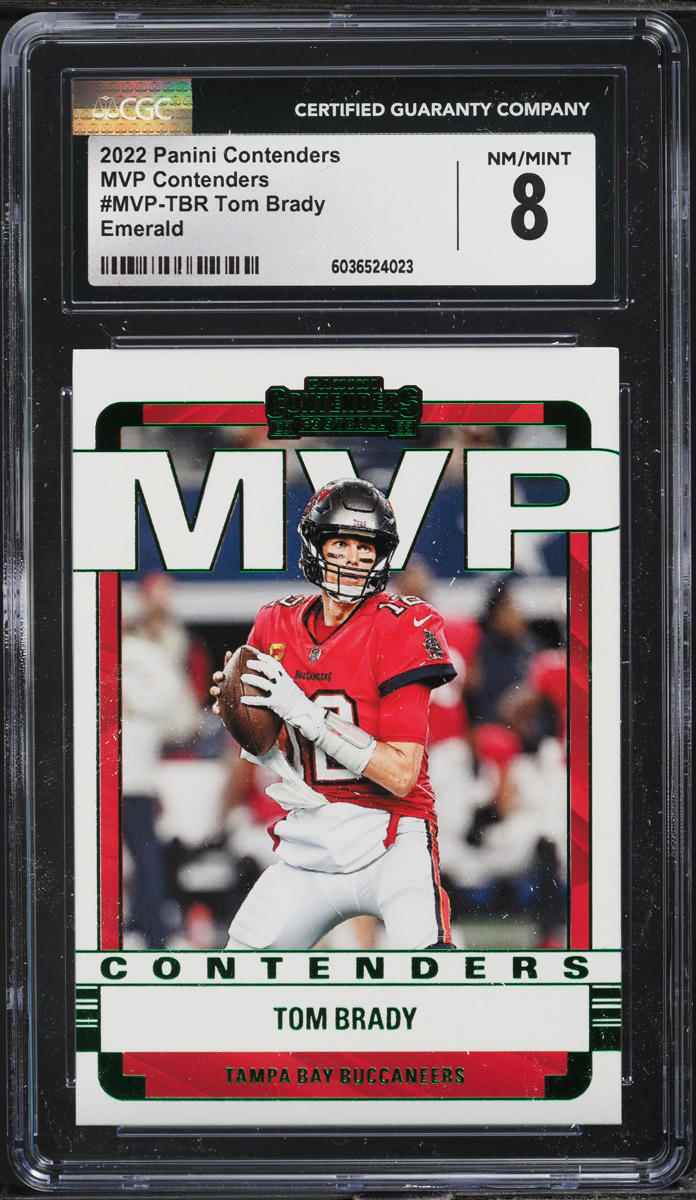 2022 Panini Contenders MVP Emerald Tom Brady #MVP-TBR CGC 8 NM-MT