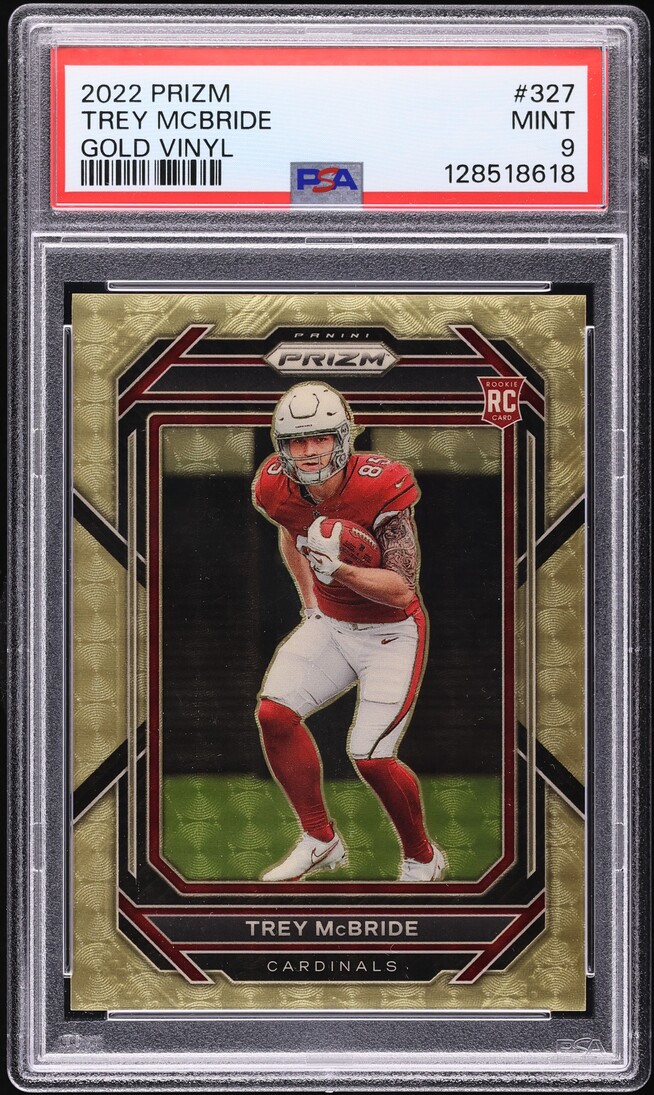 2022 Panini Prizm Gold Vinyl Trey McBride ROOKIE /5 #327 PSA 9 MINT