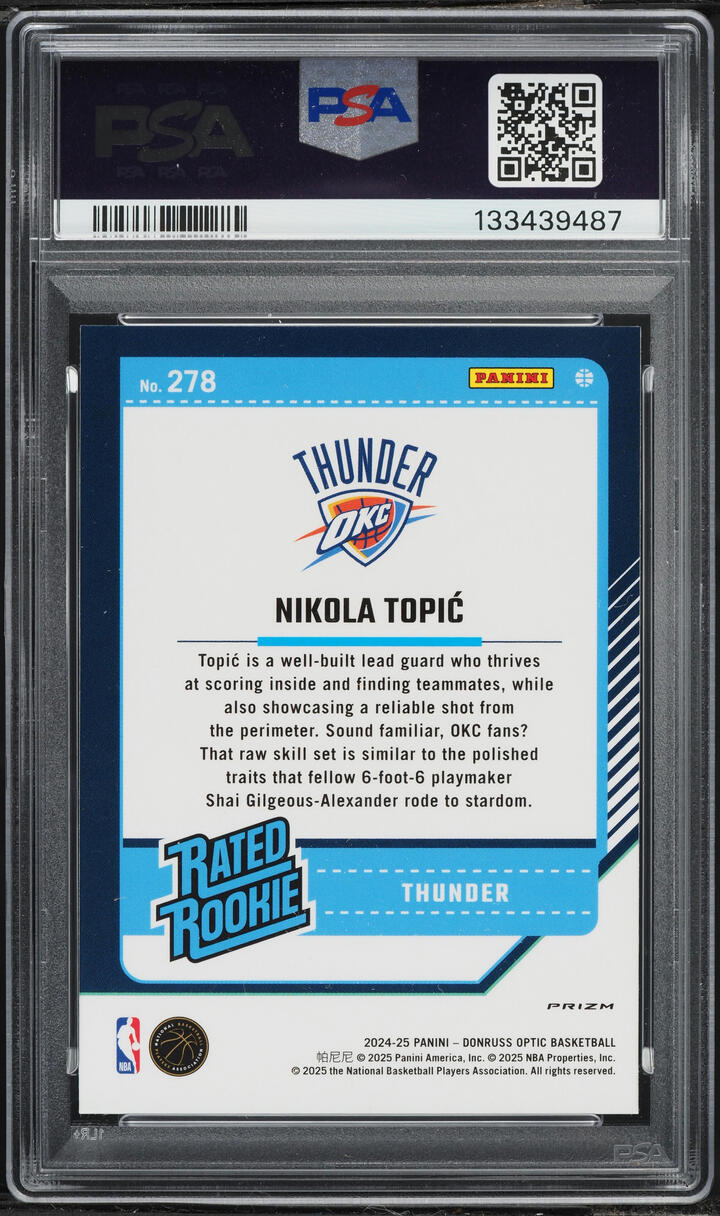 2024 Donruss Optic Green Seismic Nikola Topic ROOKIE #278 PSA 6 EXMT