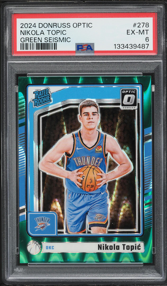 2024 Donruss Optic Green Seismic Nikola Topic ROOKIE #278 PSA 6 EXMT
