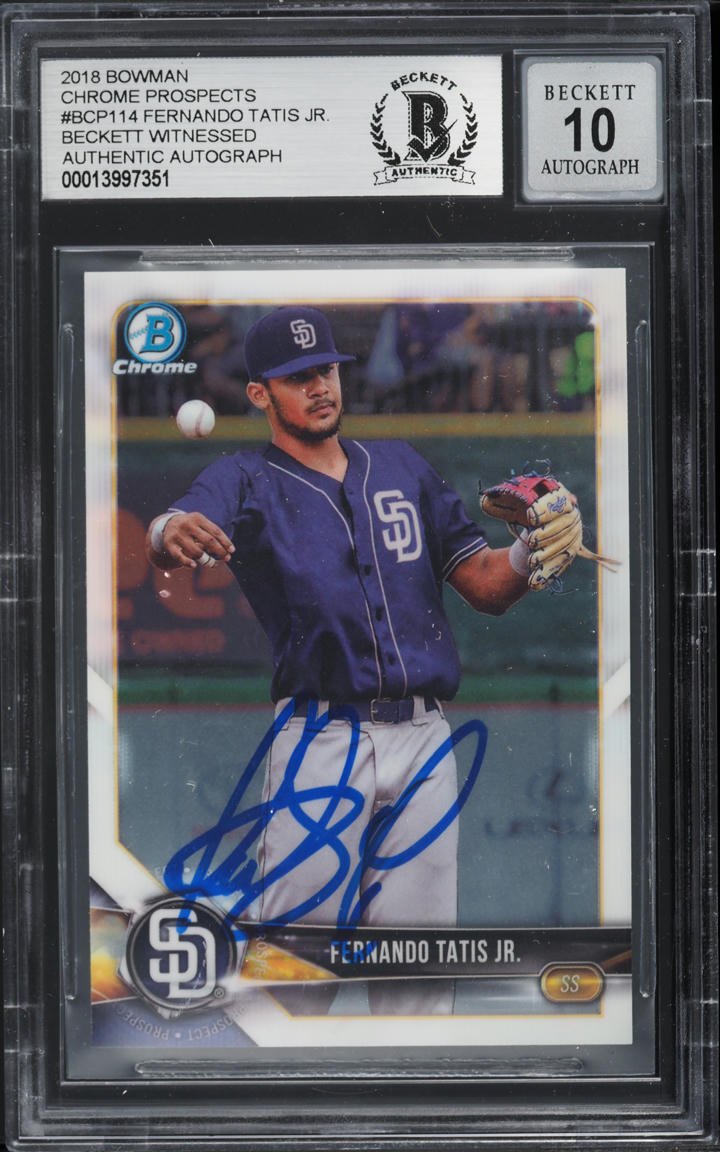 2018 Bowman Chrome Fernando Tatis Jr. PROSPECT AUTO #BCP114 BAS BGS AUTH