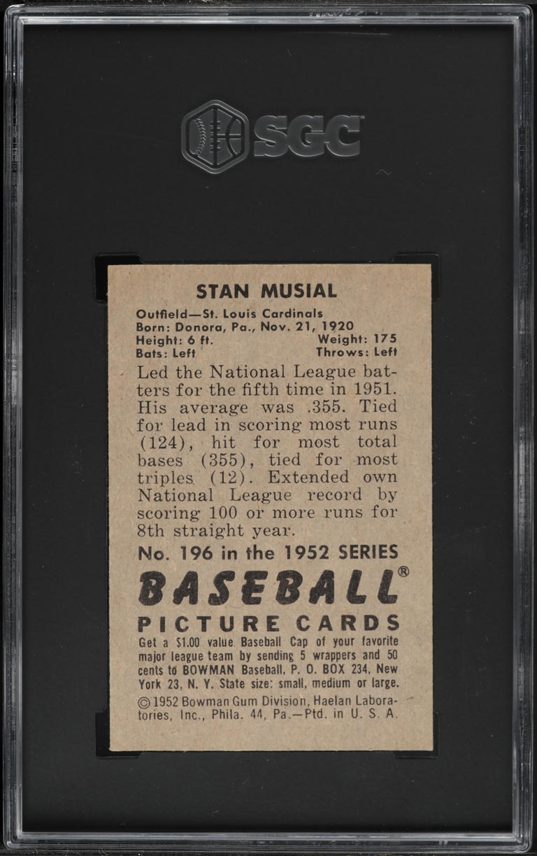 1952 Bowman Stan Musial #196 SGC 5.5 EX+
