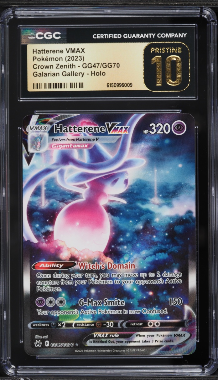 2023 Pokemon Sword & Shield Crown Zenith Alt Art Hatterene VMAX #GG47 CGC 10 PRISTINE