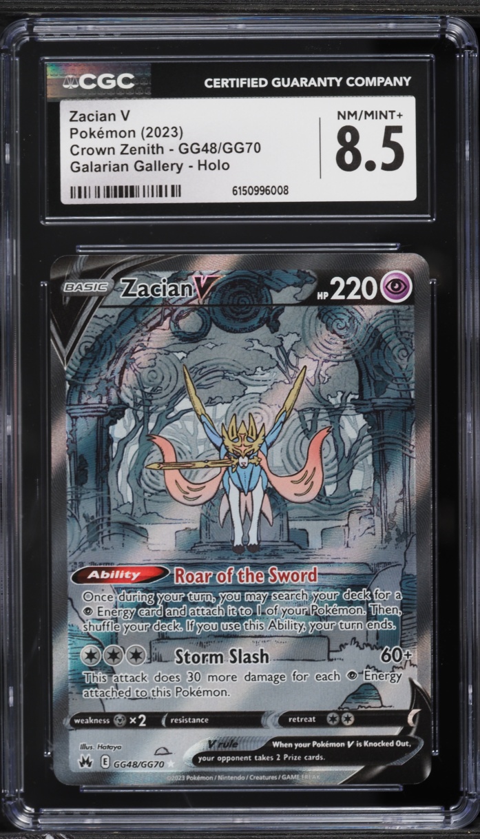 2023 Pokemon Sword & Shield Crown Zenith Alt Art Zacian V #GG48 CGC 8.5 NM-MT+
