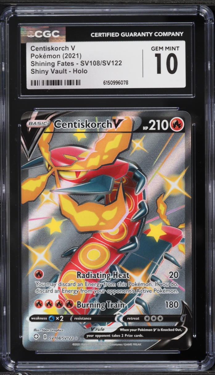 2021 Pokemon Sword & Shield Shining Fates Shiny Vault Full Art Centiskorch V #SV108 CGC 10 GEM