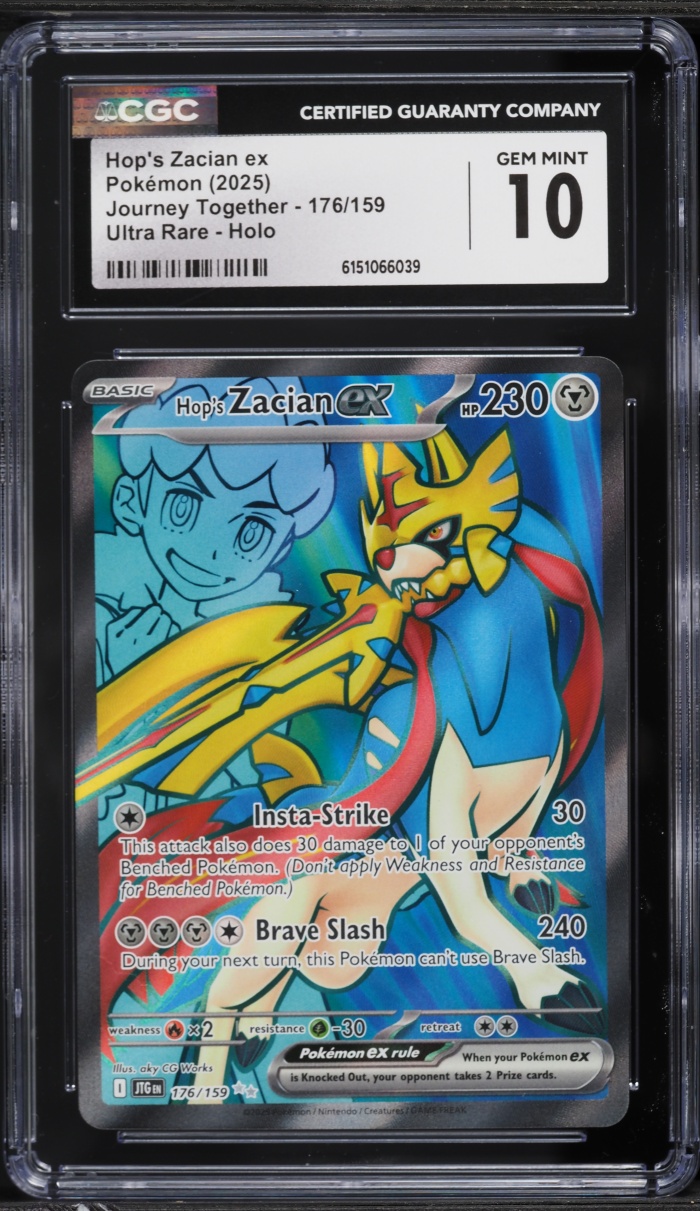 2025 Pokemon Scarlet & Violet Journey Together Full Art Hop's Zacian Ex #176 CGC 10 GEM MINT