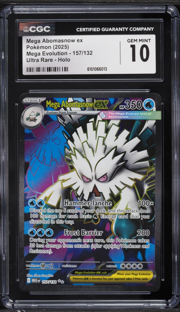 2025 Pokemon Mega Evolution Full Art Mega Abomasnow ex #157 CGC 10 GEM MINT