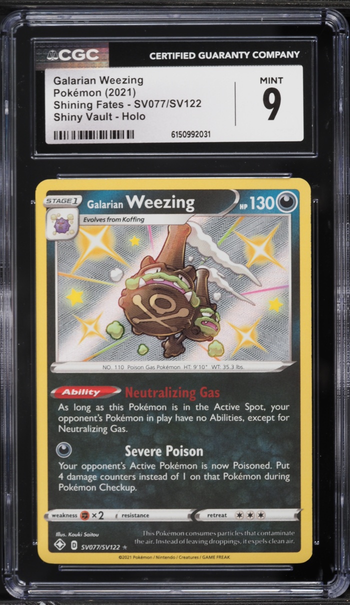 2021 Pokemon Sword & Shield Shining Fates Shiny Galarian Weezing #SV077 CGC 9 MINT