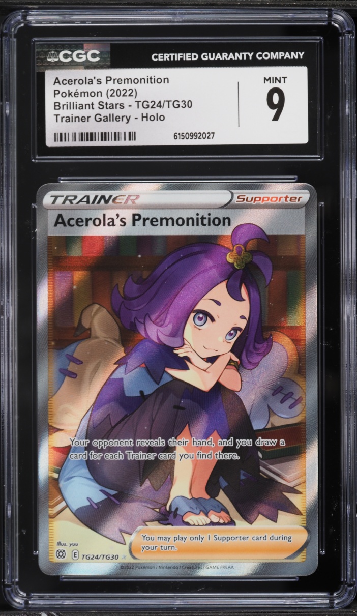 2022 Pokemon SWSH Brilliant Stars Full Art Acerola's Premonition #TG24 CGC 9 MINT
