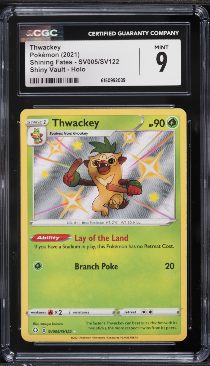 2021 Pokemon Scarlet & Violet Shining Fates Shiny Thwackey #SV005 CGC 9 MINT