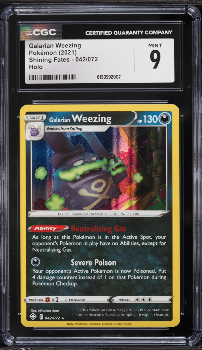 2021 Pokemon Sword & Shield Shining Fates Holo Galarian Weezing #042 CGC 9 MINT