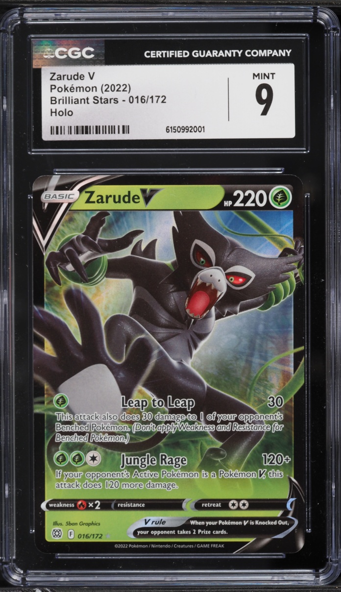 2022 Pokemon Sword & Shield Brilliant Stars Holo Zarude V #16 CGC 9 MINT