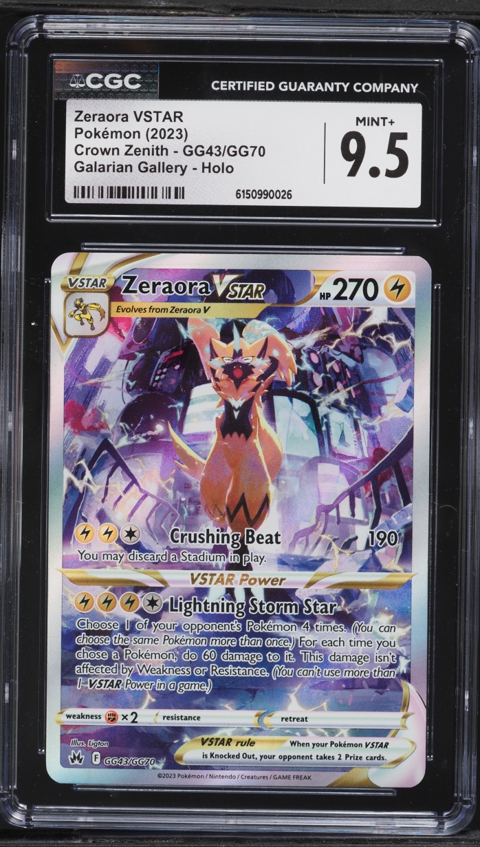 2023 Pokemon SWSH Crown Zenith Galarian Gallery Alt Art Zeraora VSTAR #GG43 CGC 9.5 MINT+