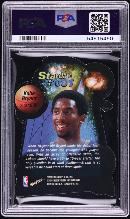 1997 Skybox E-X2001 Star Date 2001 Die-Cut Kobe Bryant #3 PSA 9 MINT - Photo 2