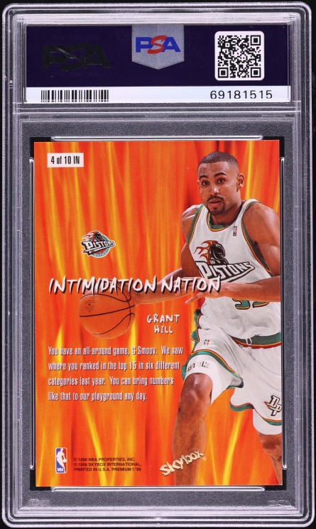 1998 Skybox Premium Intimidation Nation Grant Hill #4 PSA 9 MINT - Photo 2