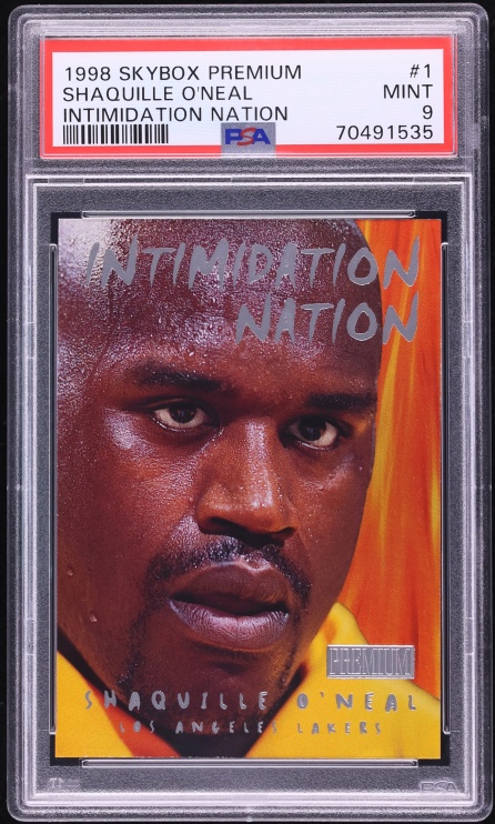 1998 Skybox Premium Intimidation Nation Shaquille O'Neal #1 PSA 9 MINT - Photo 1