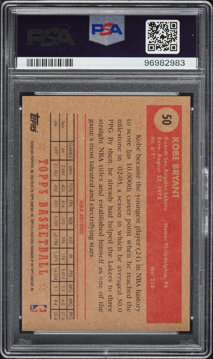 2005 Topps Style '52 Kobe Bryant #50 PSA 7 NRMT