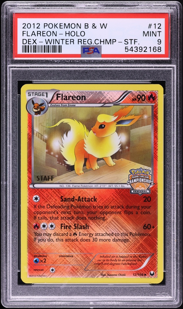 2012 Pokemon BW Dark Explorers Regional Champships Staff Cross Holo Flareon #12 PSA 9 MINT