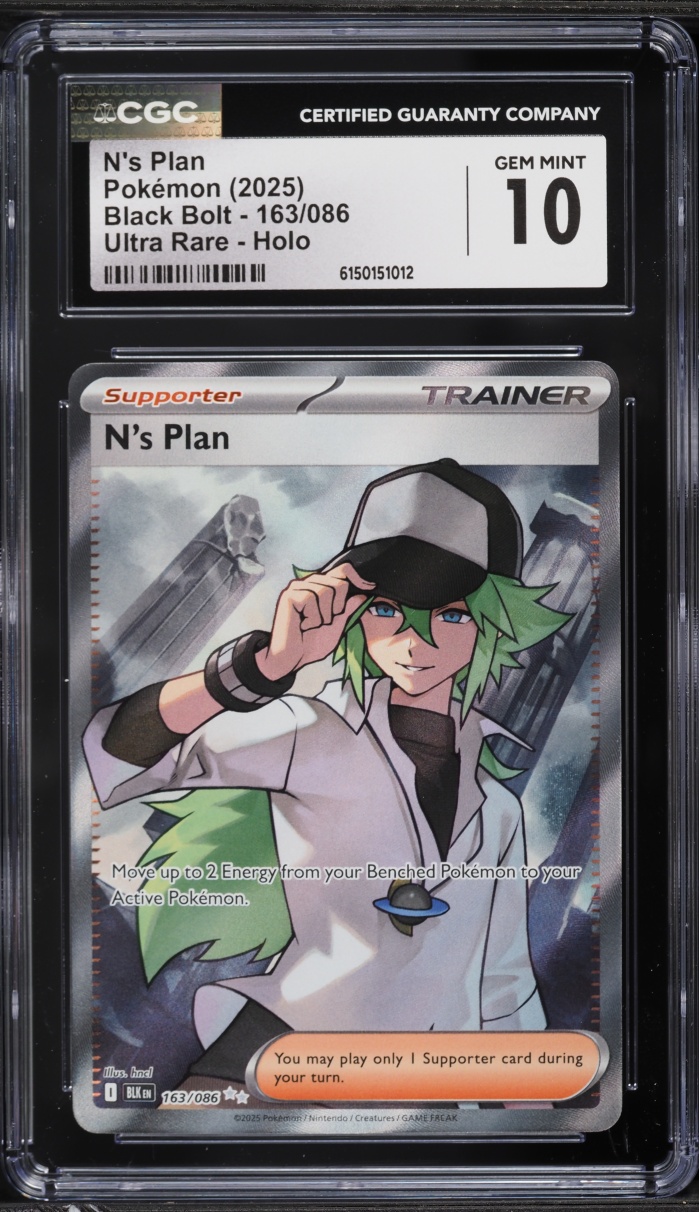 2025 Pokemon Scarlet & Violet Black Bolt Full Art N's Plan #163 CGC 10 GEM MINT