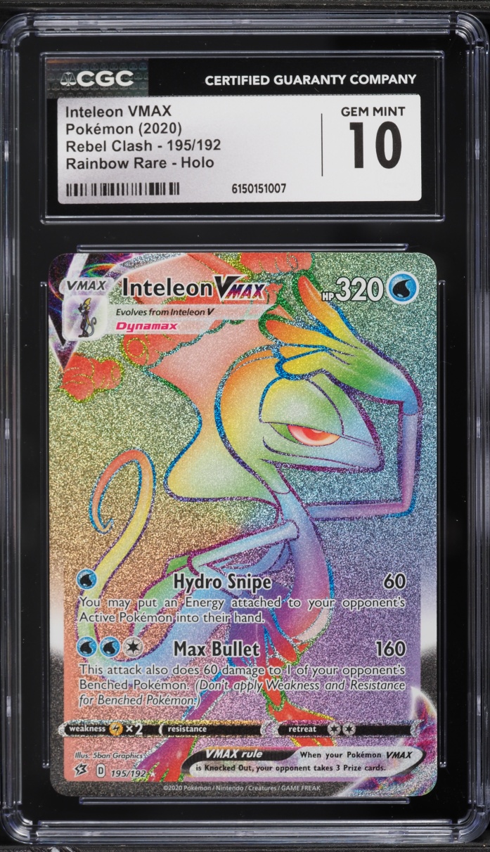 2020 Pokemon Sword & Shield Rebel Clash Rainbow Rare Inteleon VMAX #195 CGC 10 GEM MINT