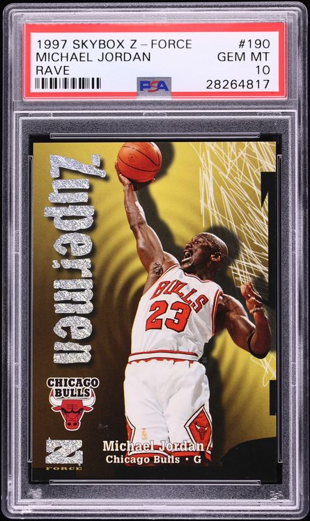 1997 Skybox Z-Force Zupermen Rave Michael Jordan /399 #190 PSA 10 GEM MINT