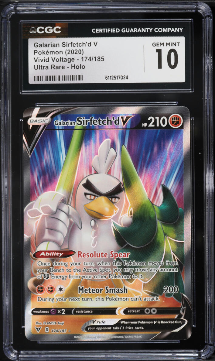 2020 Pokemon Sword & Shield Vivid Voltage Full Art Galarian Sirfetch'd V #174 CGC 10 GEM MINT