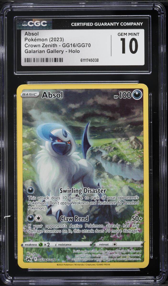 2023 Pokemon Sword & Shield Crown Zenith Full Art Absol #GG16 CGC 10 GEM MINT