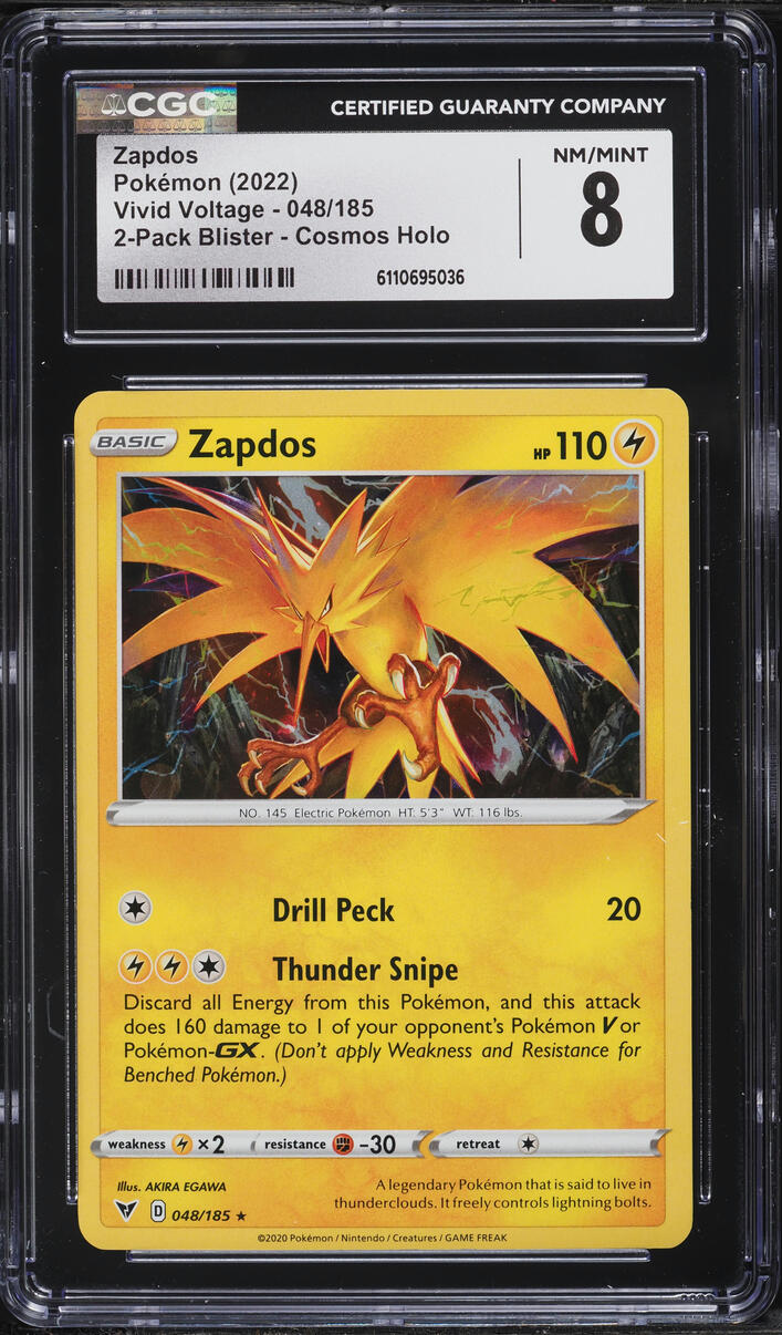 2022 Pokemon Sword & Shield Black Star Promo Vivid Voltage Zapdos #48 CGC 8 NM-MT