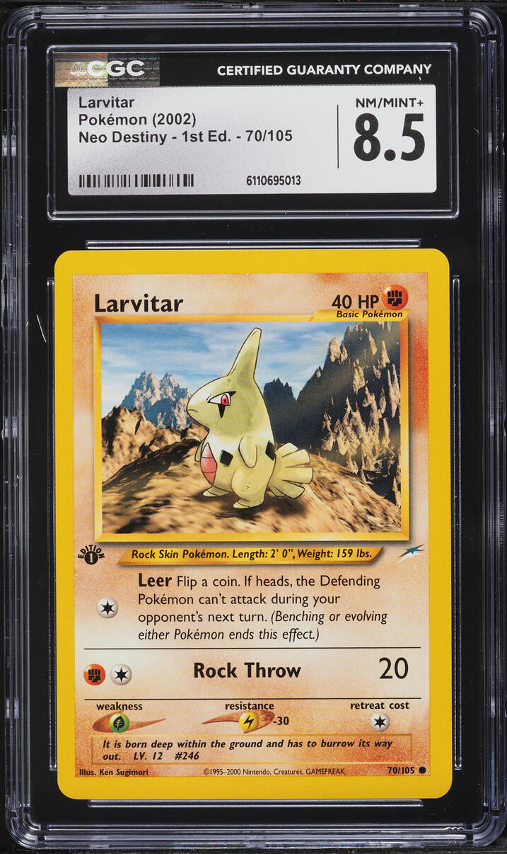 2002 Pokemon Neo Destiny 1st Edition Larvitar #70 CGC 8.5 NM-MT+