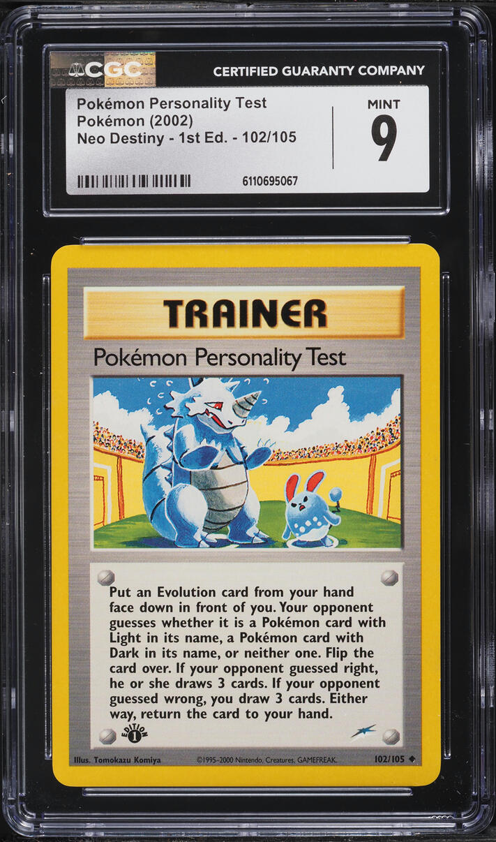2002 Pokemon Neo Destiny 1st Edition Pokemon Personality Test #102 CGC 9 MINT