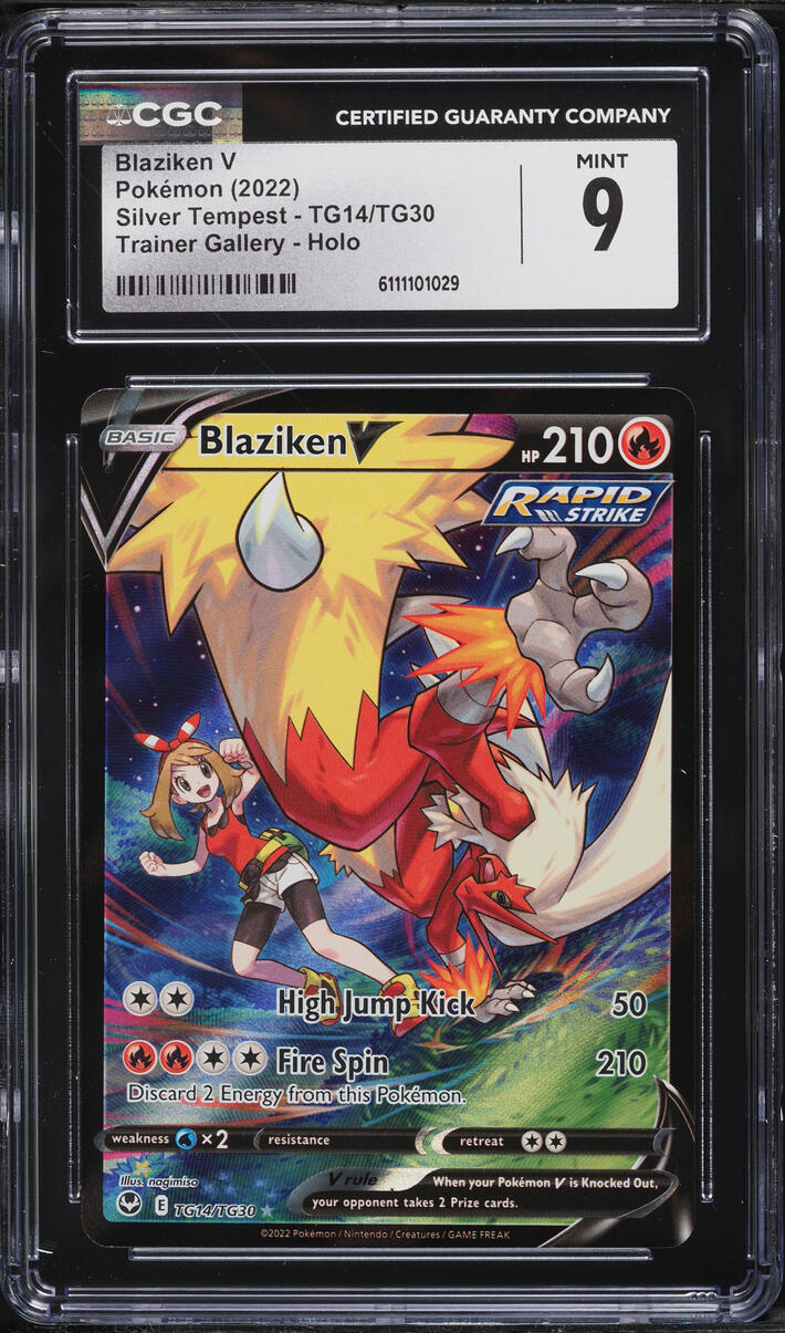 2022 Pokemon Sword & Shield Silver Tempest Trainers Gallery CHR Blaziken V #TG14 CGC 9 MINT