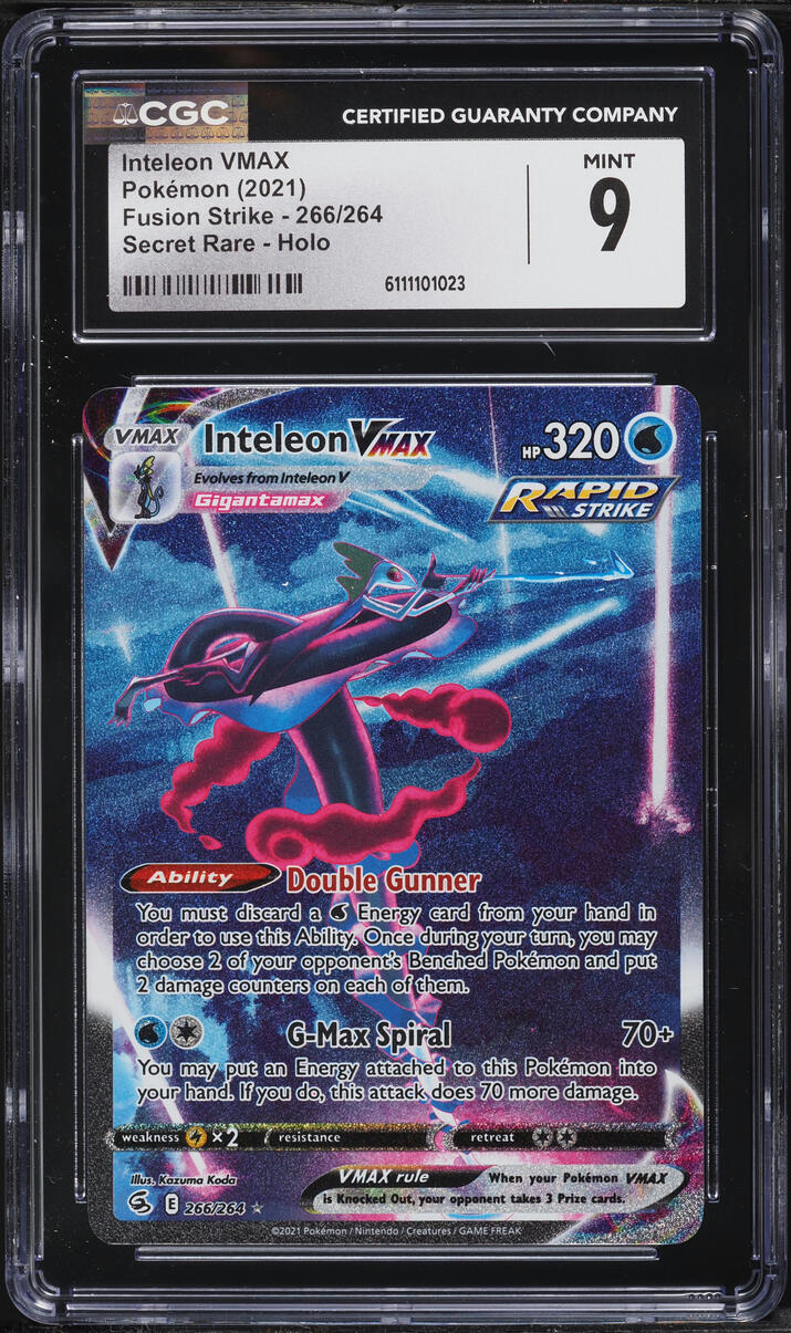 2021 Pokemon Sword & Shield Fusion Strike SEC Inteleon VMAX #266 CGC 9 MINT
