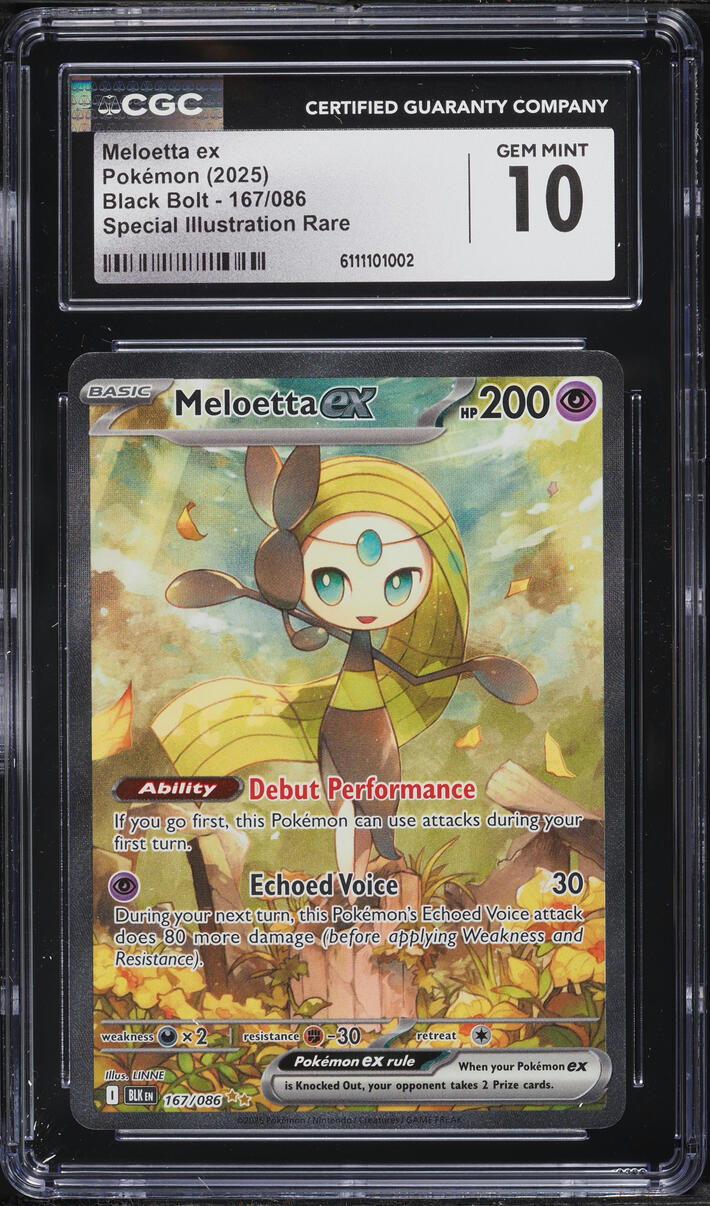 2025 Pokemon Scarlet & Violet Black Bolt SIR Meloetta ex #167 CGC 10 GEM MINT