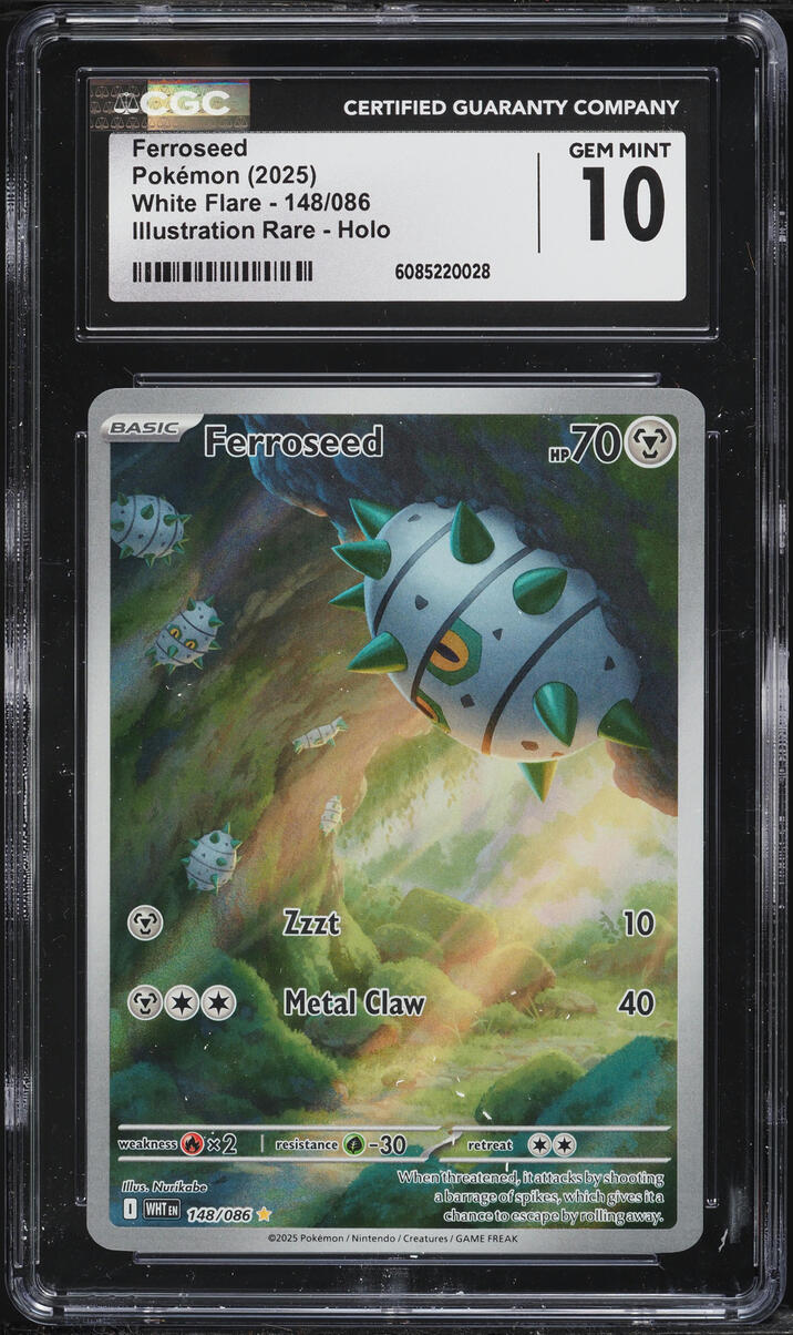 2025 Pokemon Scarlet & Violet White Flare IR Ferroseed #148 CGC 10 GEM MINT
