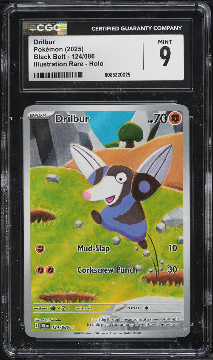 2025 Pokemon Scarlet & Violet Black Bolt IR Drilbur #124 CGC 9 MINT