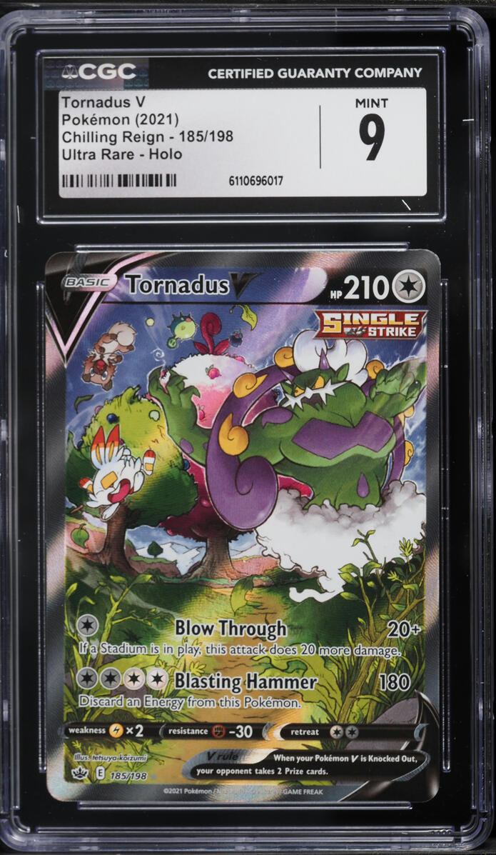 2021 Pokemon Sword & Shield Chilling Reign Alt Art Tornadus V #185 CGC 9 MINT